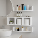 Ver imagem 2 de Nicho Com Divisória E 2 Prateleiras branco em MDF Em U MDF Banheiro Papel Higiênico 15mm 40x18x12cm
