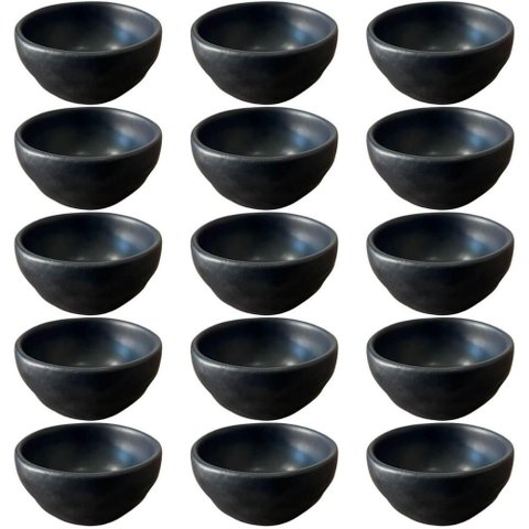 Kit 15 Ramequins Molheira 50ml Cerâmica Orgânico Preto Buffet Restaurante Porto Brasil