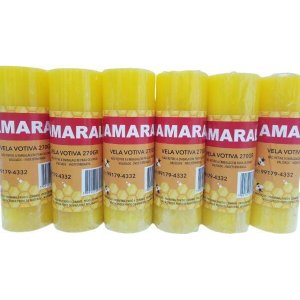 Kit 12 Vela Votiva 7 Dias Amarela (260g) Velas Amaral