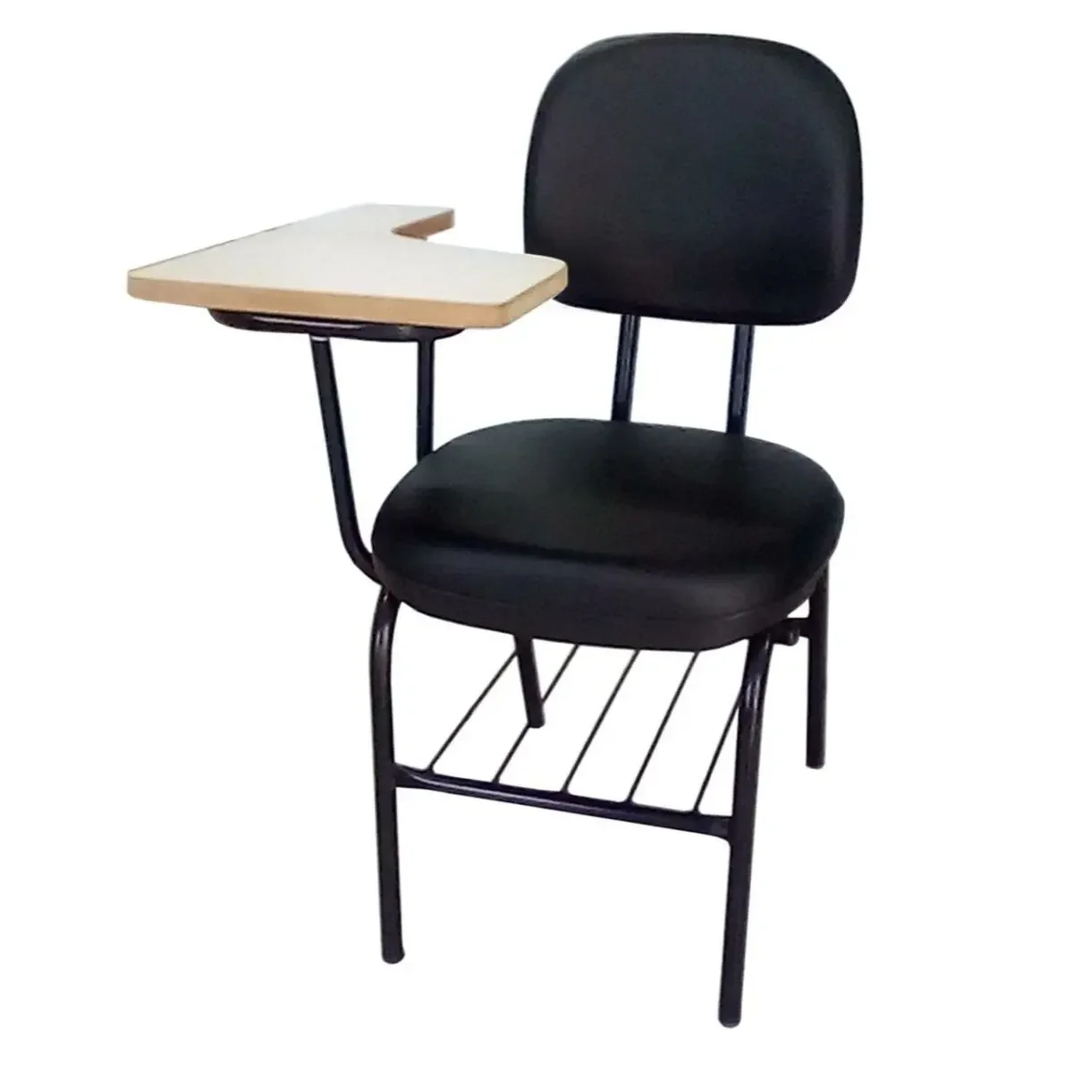 Cadeira Escolar Universitária Secretária Estofada – Cor Preta - 1