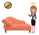 Ver imagem 5 de Recamier Divã Larissa 150cm Direito Suede:coral/liso