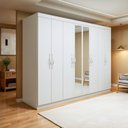 Ver imagem 1 de Guarda-Roupa Casal 8 Portas 6 Gavetas com Espelho MDF 236cm Serenata Branco