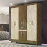 Guarda Roupa Casal 6 Portas 1 Gaveta Avelã Castanho - 1
