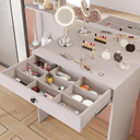 Ver imagem 3 de Penteadeira Camarim com Espelho 1 Gaveta 4 Prateleiras 100cm Off White Encanto - JCM