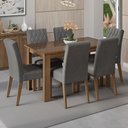 Ver imagem 1 de Conjunto Sala de Jantar Mesa Tampo de Vidro 6 Cadeiras Odara Madesa