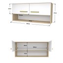 Ver imagem 3 de Armário Aéreo Cozinha Modulado 2 Portas Compactas Bege/Dubai/Branco