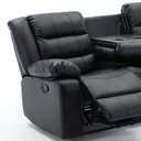 Ver imagem 2 de Poltrona Reclinável Manual de Cinema Oscar 3 Lugares Porta Copos/massagem/aquecimento Pu Preto G31
