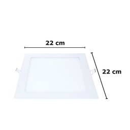 Kit 4 Painel Led Embutir Quadrado Luz Quente 3000k 18w 22cm - 3