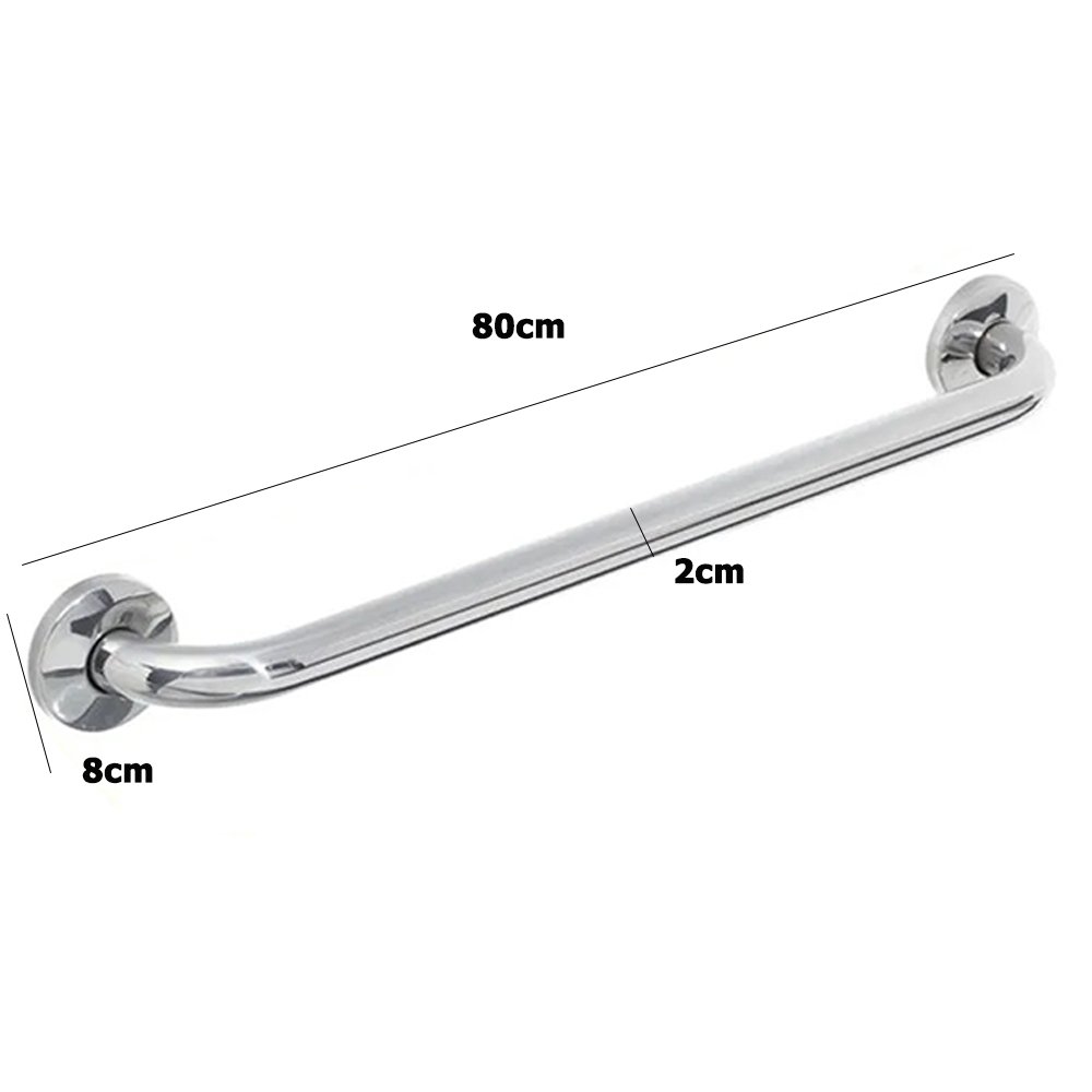 Alça de Apoio 80cm Barra Inox Kit 5 Unidades Idoso Cadeirante Deficiente Segurança Acessibilidade Ba - 3