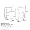 Ver imagem 6 de Kit 2 Poltronas e Sofá Living 2 Lugares 1,80m Lottus Linho Bege Pés Castanho - Pallazio
