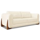 Ver imagem 3 de Kit 2 Poltronas e Sofá Living 2 Lugares 1,80m Lottus Linho Bege Pés Castanho - Pallazio
