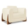 Kit 2 Poltronas e Sofá Living 2 Lugares 1,80m Lottus Linho Bege Pés Castanho - Pallazio - 4