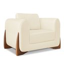 Ver imagem 4 de Kit 2 Poltronas e Sofá Living 2 Lugares 1,80m Lottus Linho Bege Pés Castanho - Pallazio