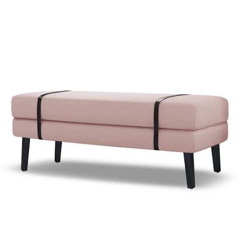Banco Estofado Viena 1,40m Suede Rosa Bebe - Clique Decor