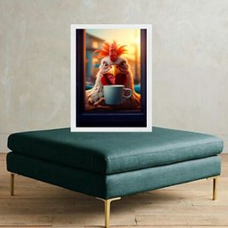 Quadro Decorativo Café - Galo 45x34cm - com Vidro:moldura Preta - 2