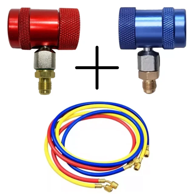 Kit Mangueiras 1,50 M + 2 Engates Rápidos de Alta e Baixa para Ar Condicionado Automotivo - 1