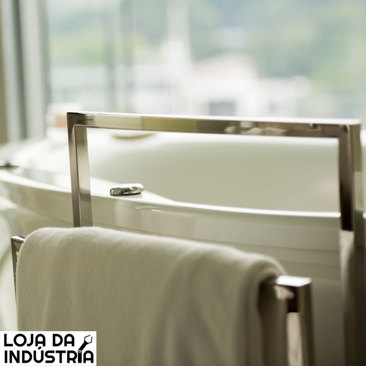 Toalheiro Chão Duplo Inox Polido Loja da Indústria - 1