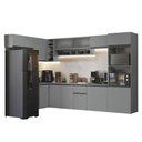 Ver imagem 3 de Armário de Cozinha Compacta de Canto Suspenso 465cm Cinza Nice Madesa 02