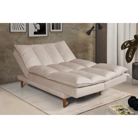 Sofá Cama Vancouver Suede 3 Lugares Areia 376 Império Estofados