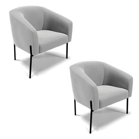 Cadeira Sala de Jantar Pé de Ferro Preto Kit 2 Stella Suede D03 - D’Rossi