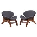 Ver imagem 1 de Kit 2 Poltronas Decorativa Estofada para Sala 76cm Pérola Madeira Maciça Imbuia Linho Cinza L67 -rmi