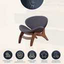 Ver imagem 3 de Kit 2 Poltronas Decorativa Estofada para Sala 76cm Pérola Madeira Maciça Imbuia Linho Cinza L67 -rmi
