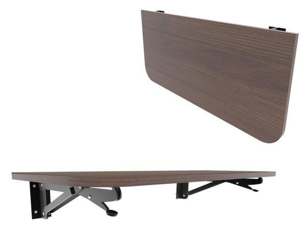 Mesa Dobrável de Parede Madeira MDF Castanho 90x40cm Borda Redonda ...