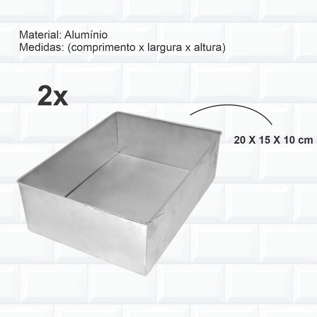 Forma De Bolo Quadrado 30X30X10Cm Em Alumínio