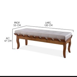 Recamier Isabela 120cm Madeira Maciça Imbuia Linho Bege M58 Rmi - 5
