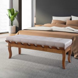 Recamier Isabela 120cm Madeira Maciça Imbuia Linho Bege M58 Rmi - 1