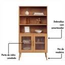 Ver imagem 4 de Armário Cristaleira 160 cm Multiuso com 2 Portas Vidro e Nichos Abertos 100% MDF Dalla Costa Cor:
