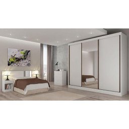 Guarda-Roupa Casal com Espelho 3 Portas Diamond- - Branco - 5
