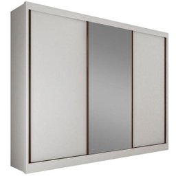 Guarda-Roupa Casal com Espelho 3 Portas Diamond- - Branco - 1