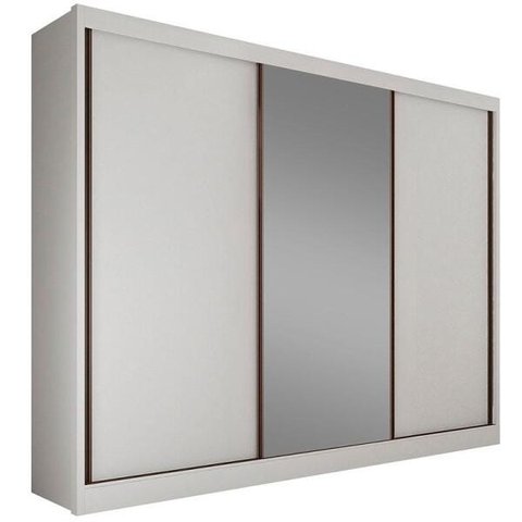 Guarda-Roupa Casal com Espelho 3 Portas Diamond- - Branco