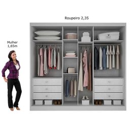 Guarda-Roupa Casal com Espelho 3 Portas Diamond- - Branco - 2