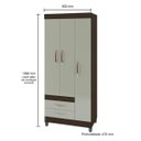 Ver imagem 4 de Guarda-Roupa Solteiro 3 Portas 2 Gavetas Recife-Poliman - Amendoa / Off-White