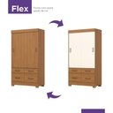 Ver imagem 5 de Guarda Roupa Casal BE25 2 Portas Correr 4 Gavetas MDP com Espelho Cinamomo-Off White Briz Móveis