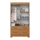 Ver imagem 3 de Guarda Roupa Casal BE25 2 Portas Correr 4 Gavetas MDP com Espelho Cinamomo-Off White Briz Móveis