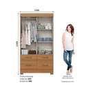 Ver imagem 2 de Guarda Roupa Casal BE25 2 Portas Correr 4 Gavetas MDP com Espelho Cinamomo-Off White Briz Móveis