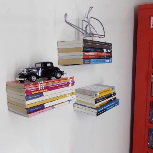 Kit 2 Prateleira Invisível Para Livros Parede Estante | MadeiraMadeira