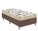 Ver imagem 1 de Cama Box Solteiro Suede Marrom + Colchão Solteiro Suede Bege Espuma 88x188x55