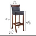Ver imagem 4 de Kit 3 Banquetas Alta com Encosto Estofado Diamantina em Madeira Maciça Imbuia Linho Cinza L67 Rmi