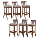 Ver imagem 1 de Kit 6 Banquetas Alta Estofada Valentina 36 x 100 Cm Madeira Maciça Verniz Linho Bege M58 - RMI