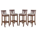 Ver imagem 1 de Kit 4 Banquetas Alta Estofada Valentina 36 x 100 Cm Madeira Maciça Verniz Linho Bege M58 - RMI