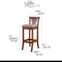 Ver imagem 4 de Kit 2 Banquetas Alta Estofada Valentina 36 x 100 Cm Madeira Maciça Verniz Linho Bege M58 - RMI