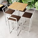 Ver imagem 1 de Conjunto Mesa Alta Bar Bistrô Quadrada Pinus 4 Banquetas Confort Estofado White Don Castro