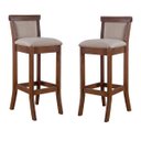 Ver imagem 1 de Kit 2 Banquetas Estofadas Alta Com Encosto 36 x 100 Cm Mônaco Madeira Imbuia Linho Bege M58 - RMI