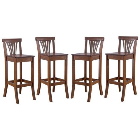 Kit 4 Banquetas Alta Com Encosto Valentina 36 x 100 Cm Bancada Madeira Maciça Verniz Imbuia - RMI