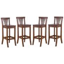 Ver imagem 1 de Kit 4 Banquetas Alta Com Encosto Valentina 36 x 100 Cm Bancada Madeira Maciça Verniz Imbuia - RMI