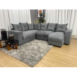Sofá de Canto C/ Chaise - com 06 Lugares:cinza